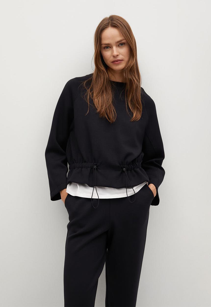 MANGO - Trousers papier - black