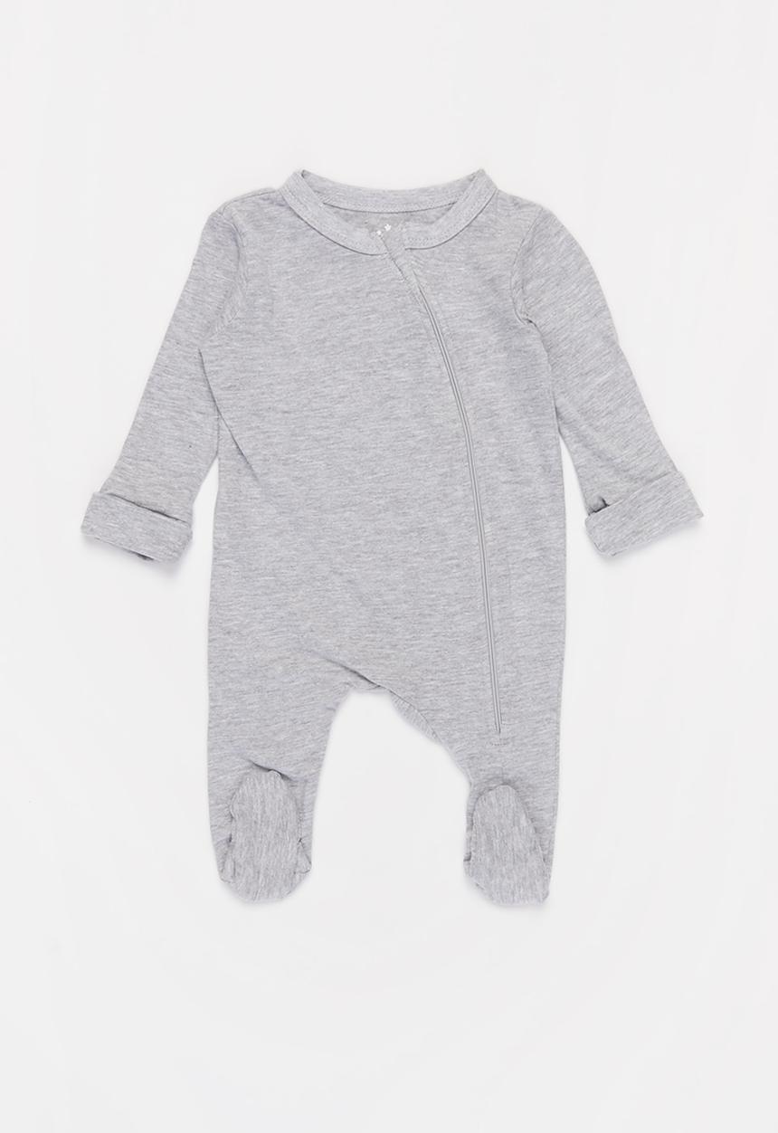 Baby Star - Zip closure babygrow - grey 