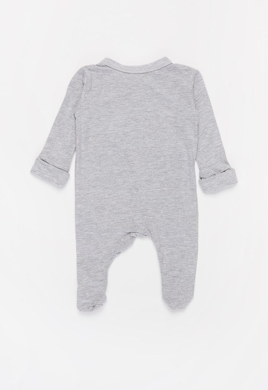 Baby Star - Zip closure babygrow - grey 
