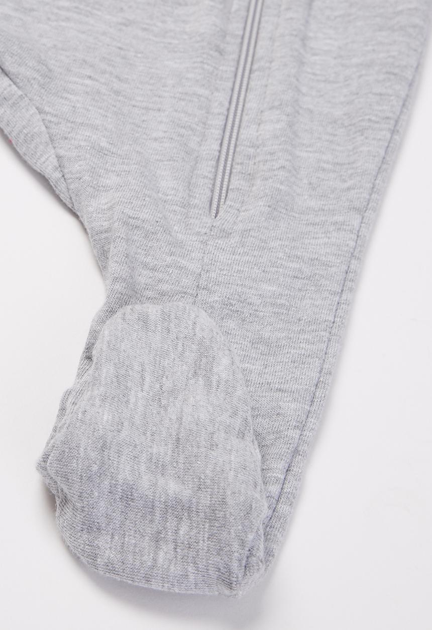 Baby Star - Zip closure babygrow - grey 