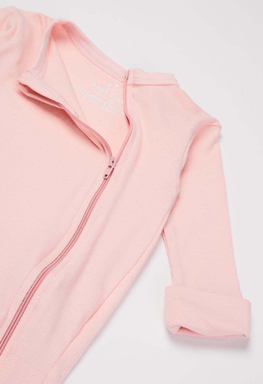 Baby Star - Zip closure babygrow - blush