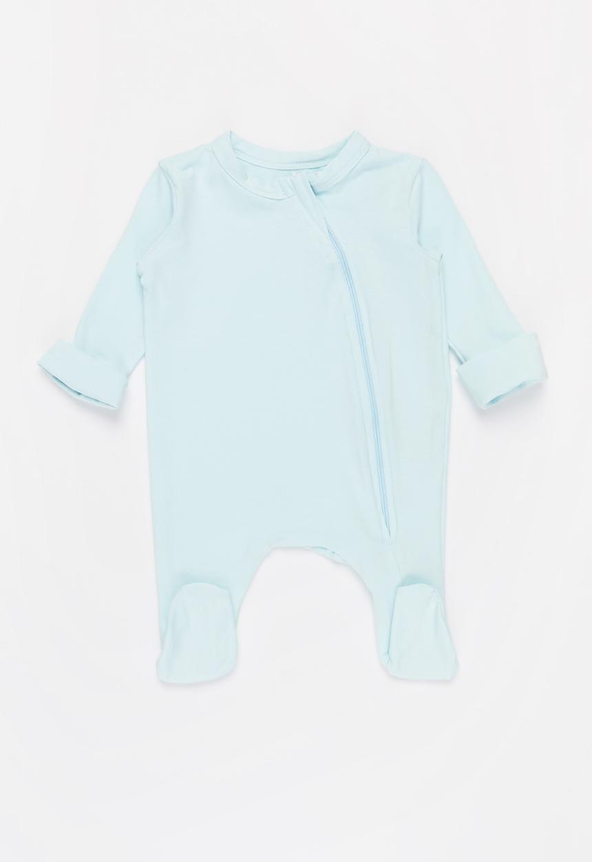 Baby Star - Zip closure babygrow - baby blue