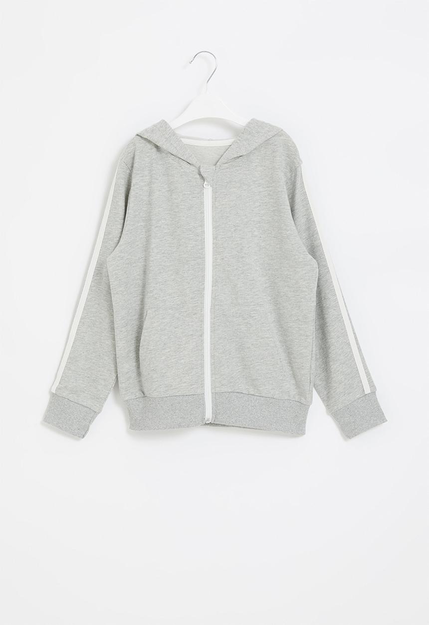 Pop Candy - Boys side tape zip through hoodie - grey
