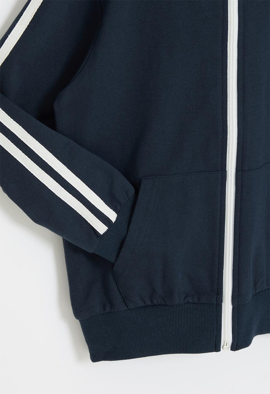 Pop Candy - Boys side tape zip through hoodie - navy
