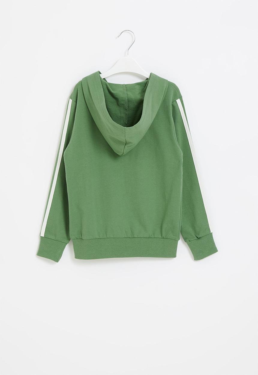 Pop Candy - Boys side tape zip through hoodie - green