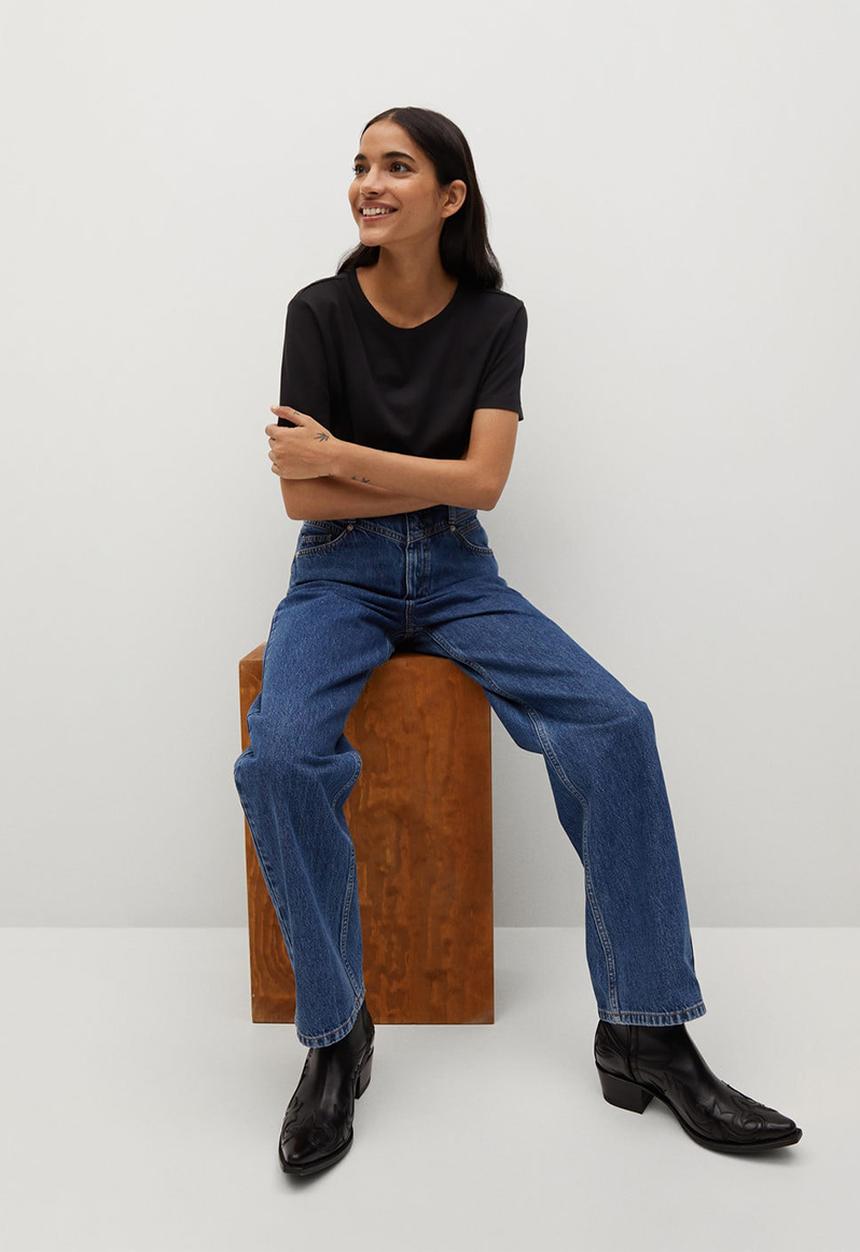 MANGO - T-shirt chalaca - black