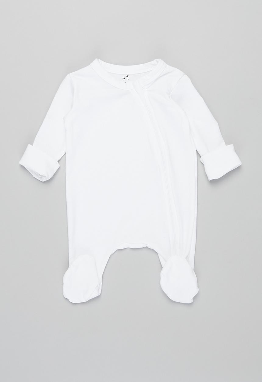 Baby Star - Zip closure babygrow - true white