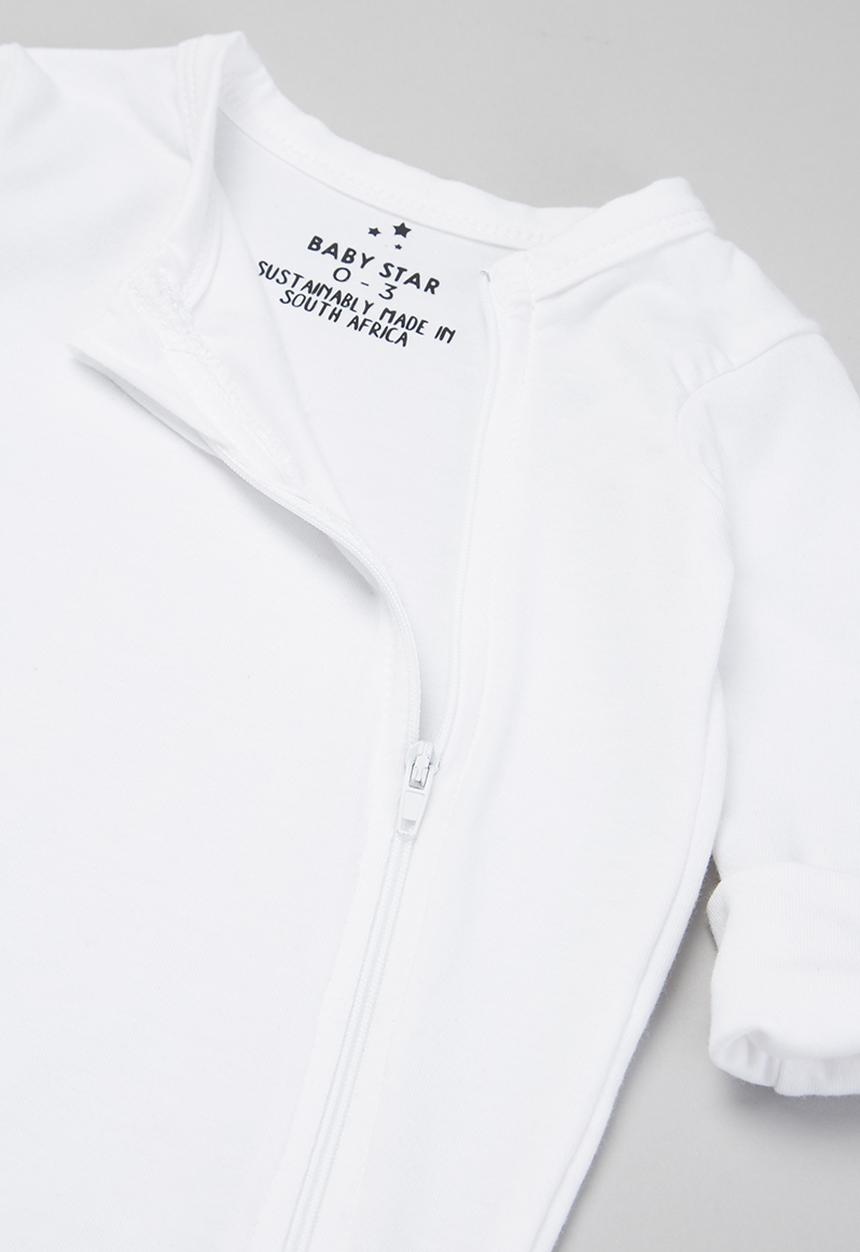 Baby Star - Zip closure babygrow - true white