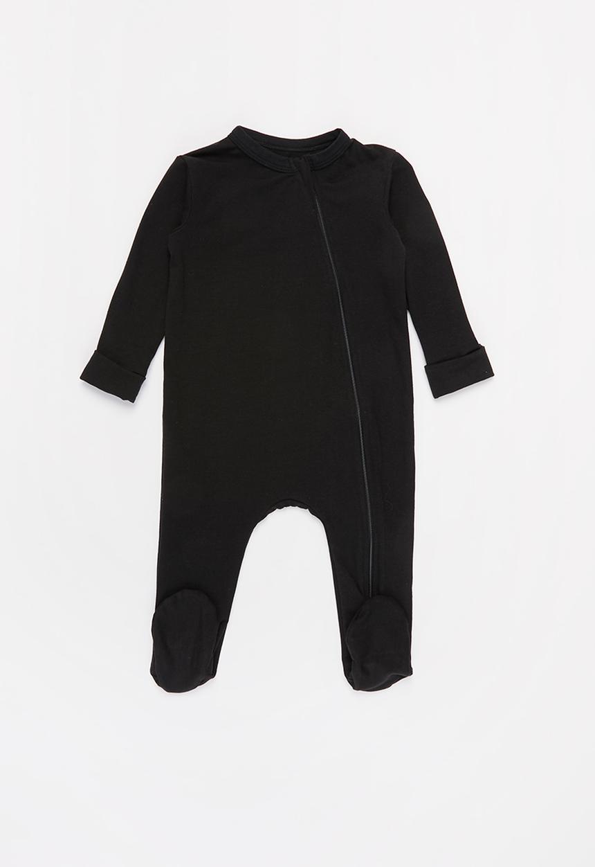 Baby Star - Zip closure babygrow - jet black