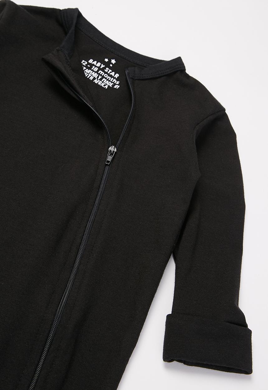 Baby Star - Zip closure babygrow - jet black