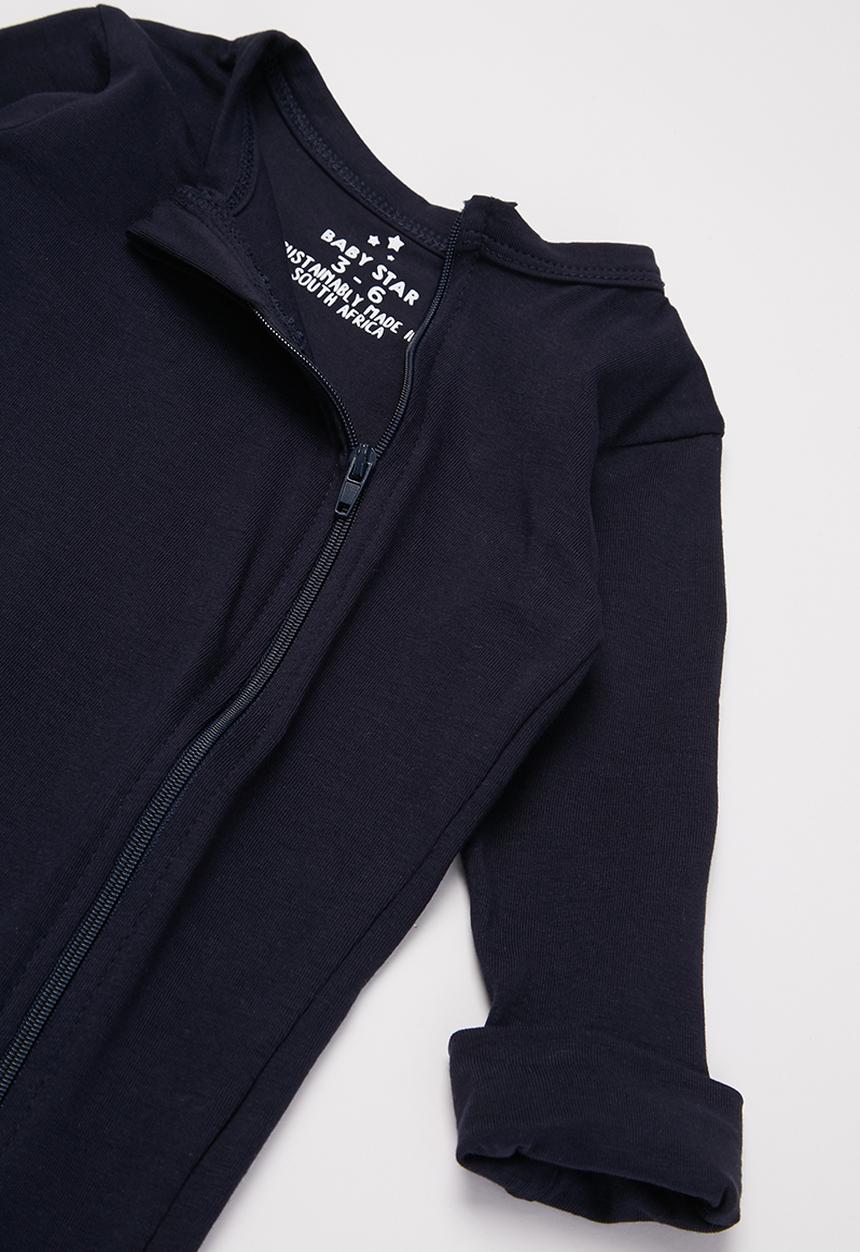Baby Star - Zip closure babygrow - navy