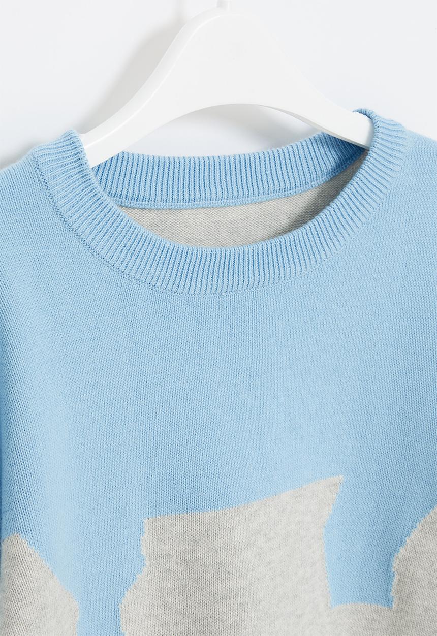 Pop Candy - Boys dino knitwear - grey & blue