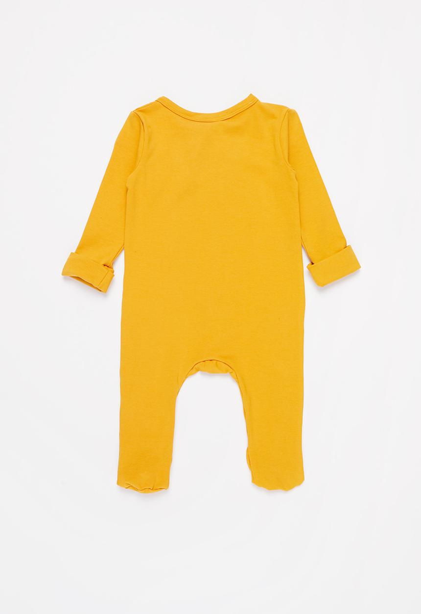 Baby Star - Zip closure babygrow - mustard