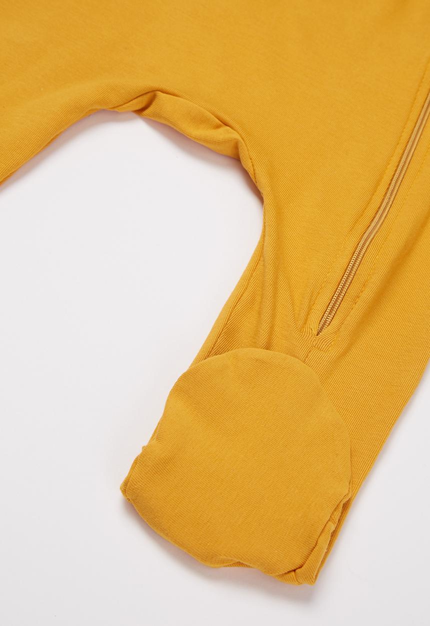Baby Star - Zip closure babygrow - mustard