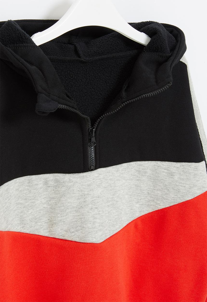 Pop Candy - Boys half zip colourblock sweat top - multi 