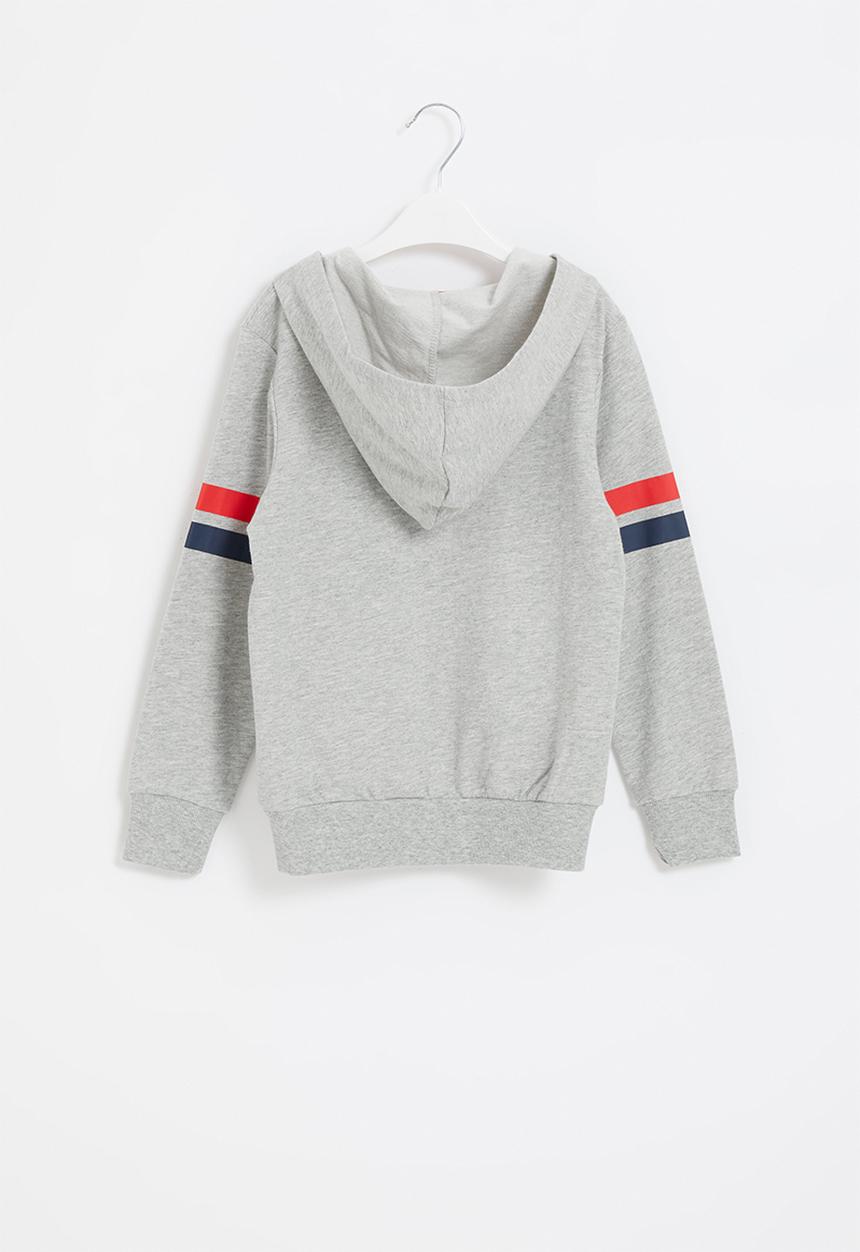 Pop Candy - Boys side stripe zip through hoodie - grey