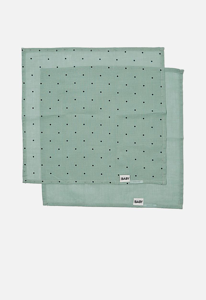 Cotton On - 2pk organic muslin facewasher - smashed avo/petrol teal betty spot
