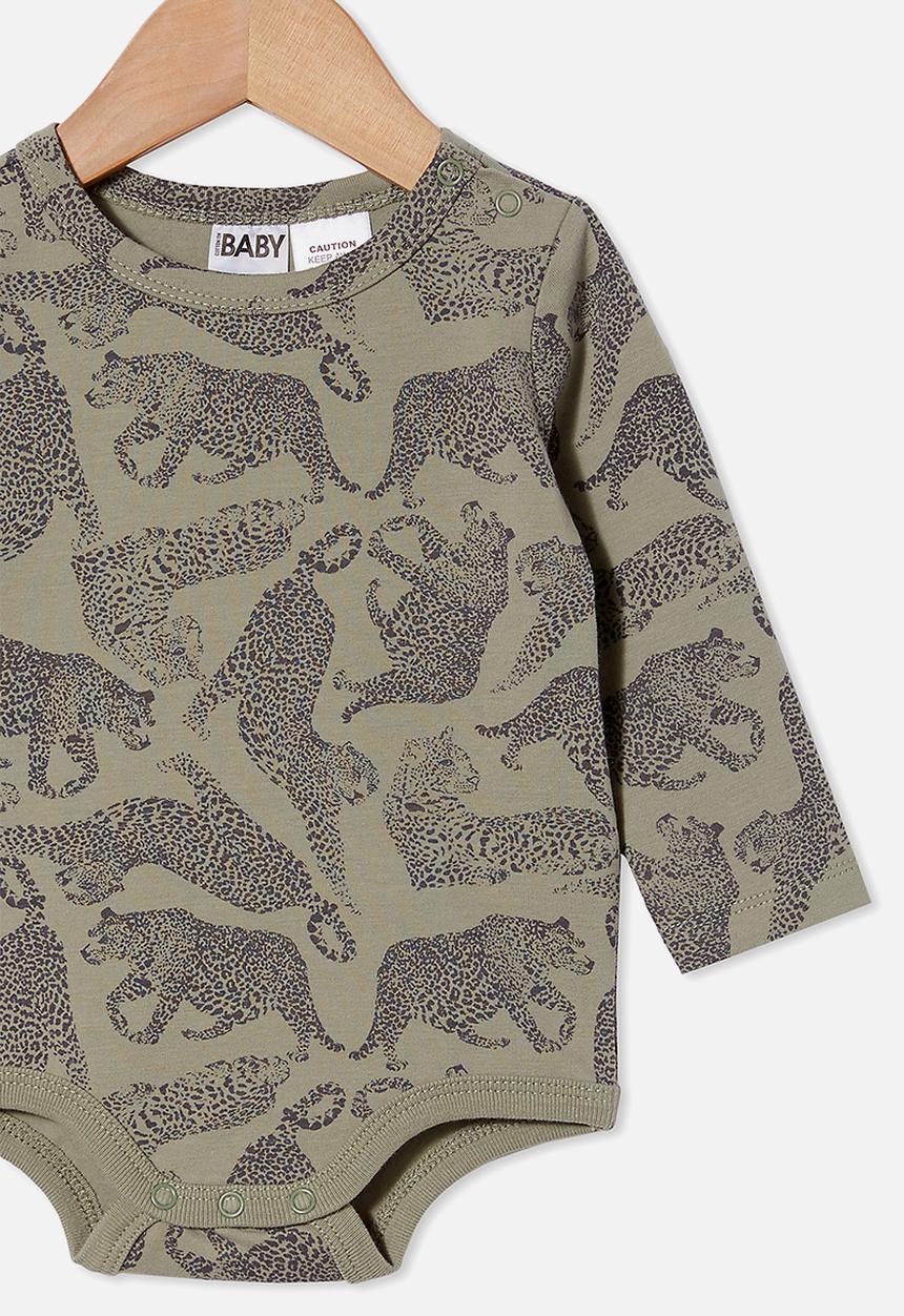 Cotton On - The long sleeve bubbysuit - silver sage/charlie cheetah
