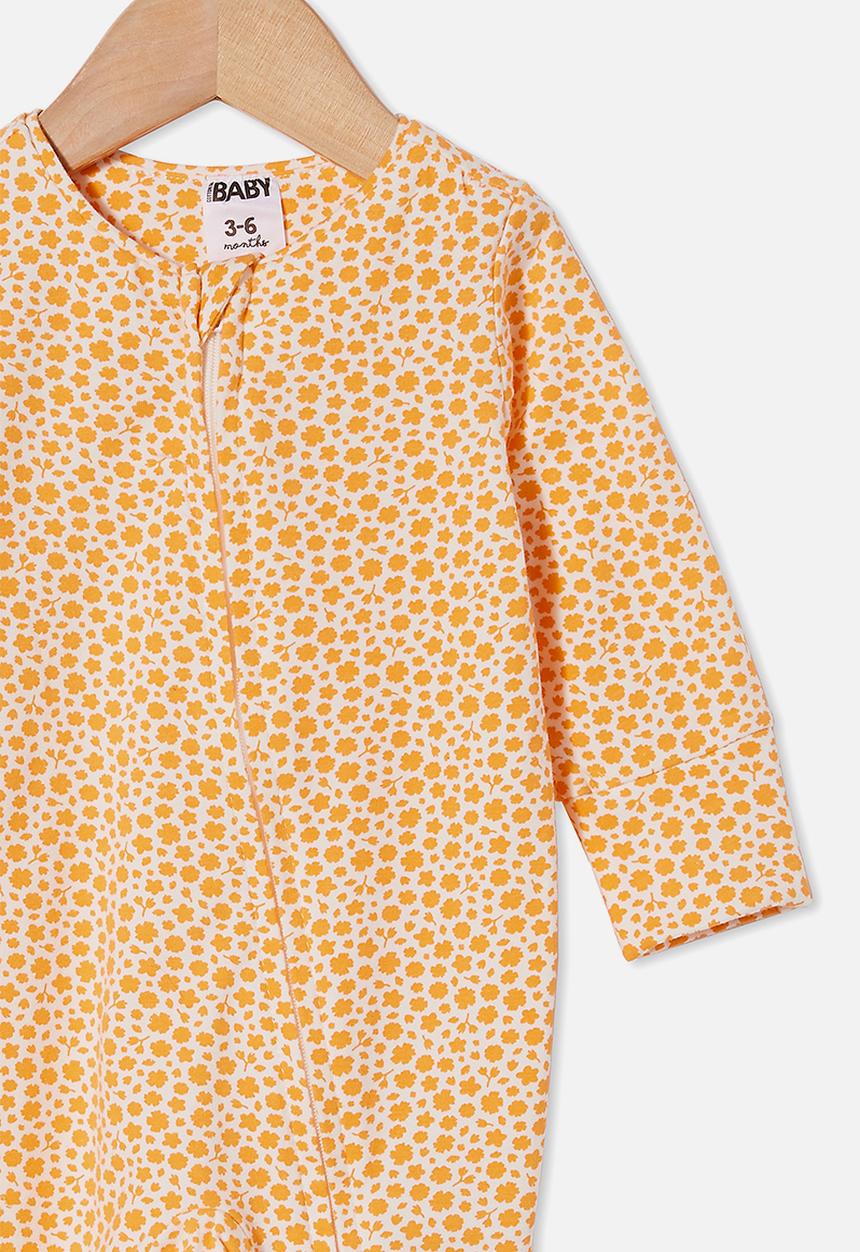 Cotton On - The long sleeve zip romper - vanilla/melon pop edith floral