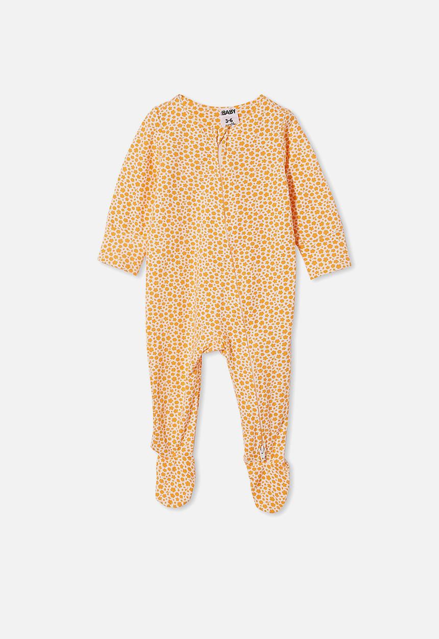 Cotton On - The long sleeve zip romper - vanilla/melon pop edith floral