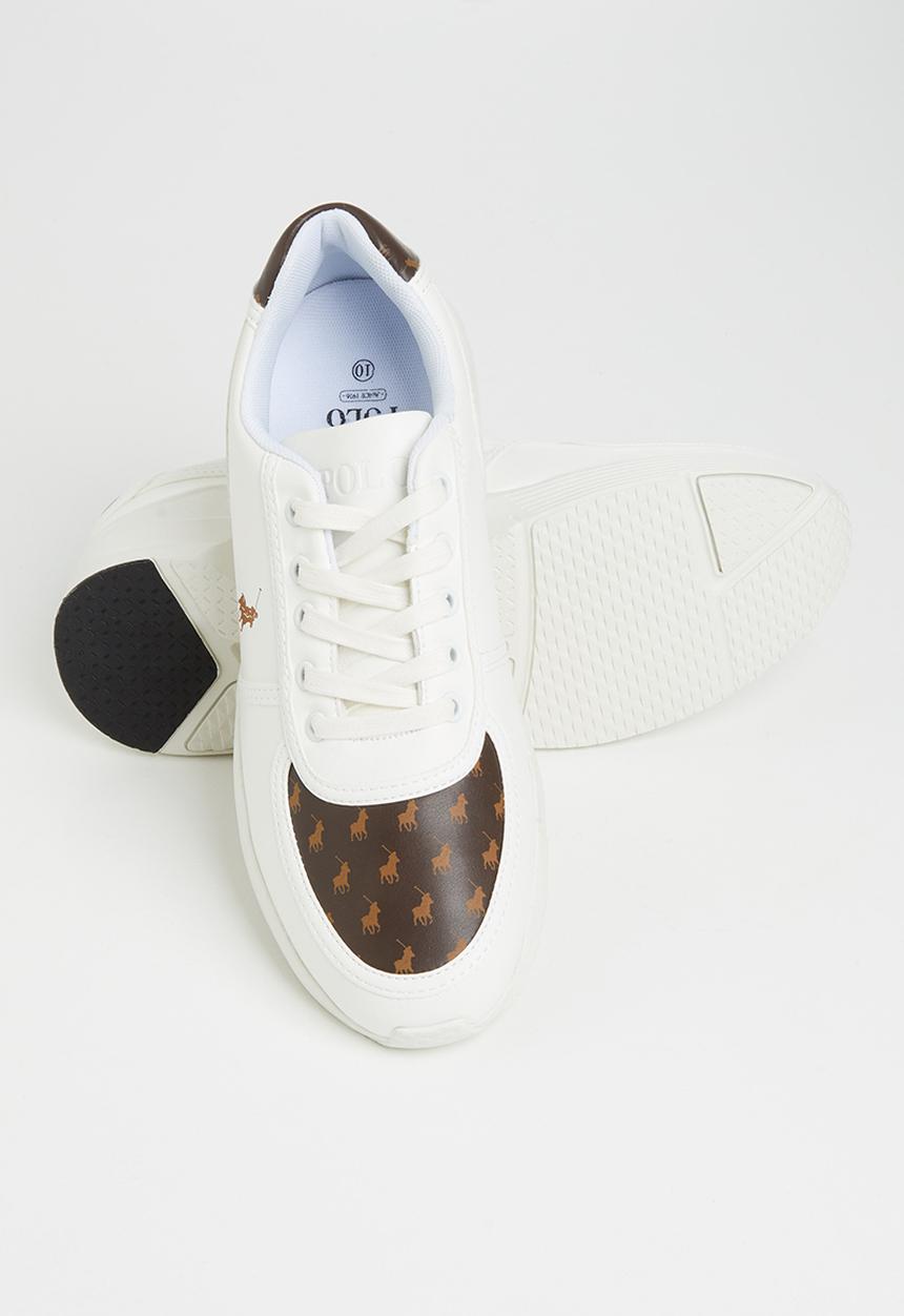 POLO - Greg monogram sneaker - white & brown 