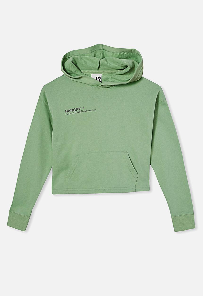 Free by Cotton On - Serena crop hoodie - smashed avo/ hangry