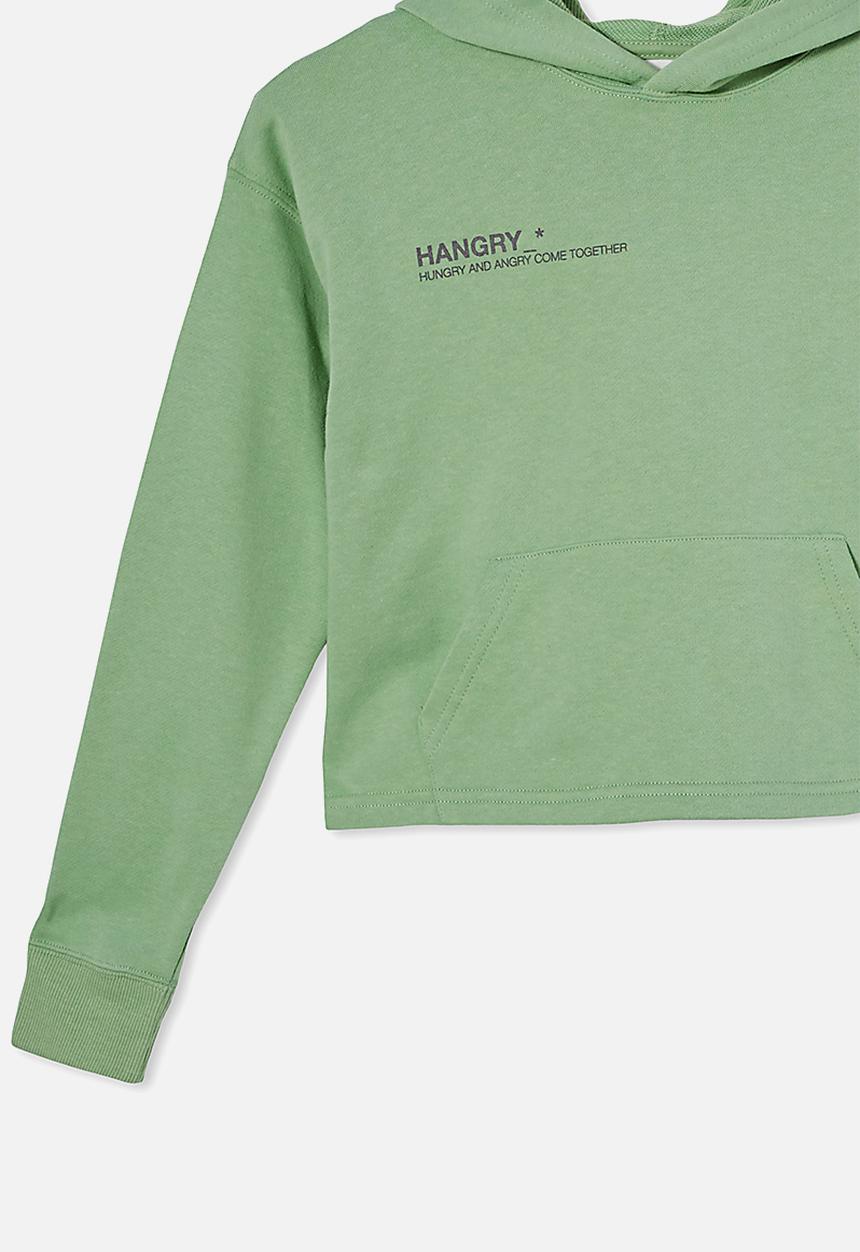 Free by Cotton On - Serena crop hoodie - smashed avo/ hangry