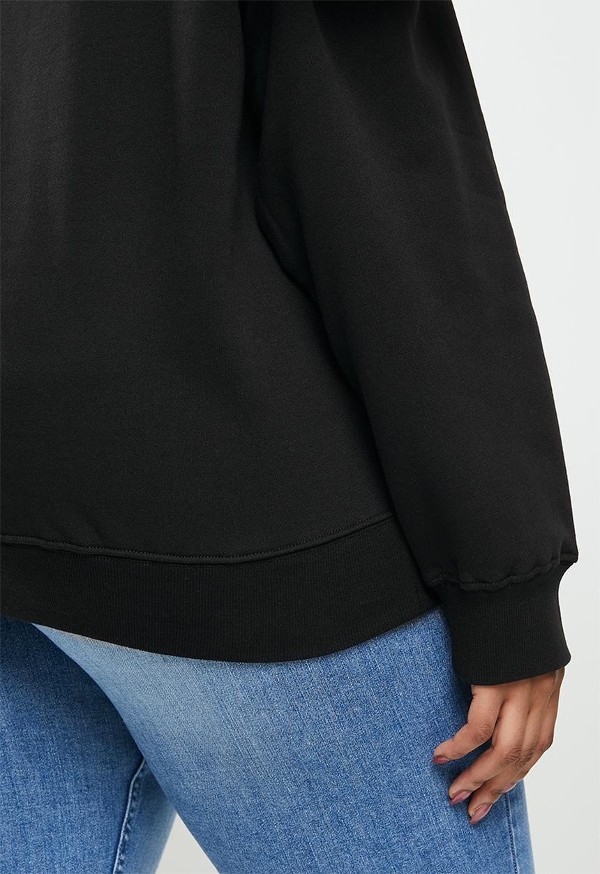POLO - Plus ashton long sleeve logo sweater - black