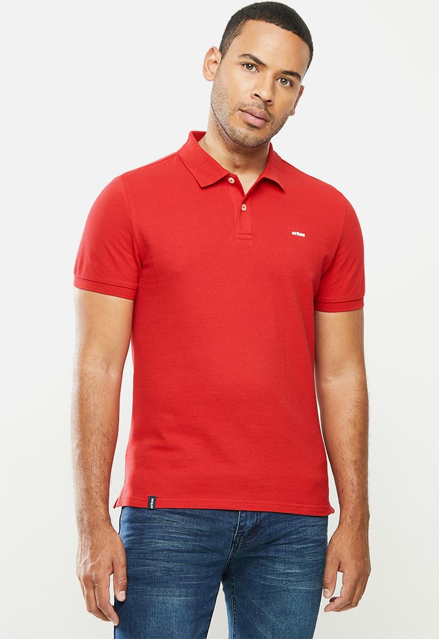 urban° - Mens urban small logo golfer - red