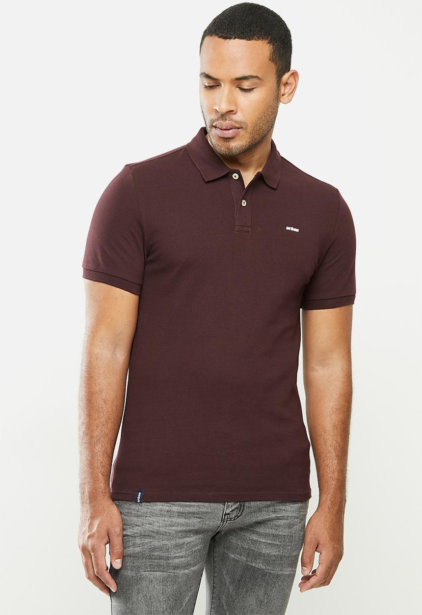 urban° - Mens urban small logo golfer - burgundy