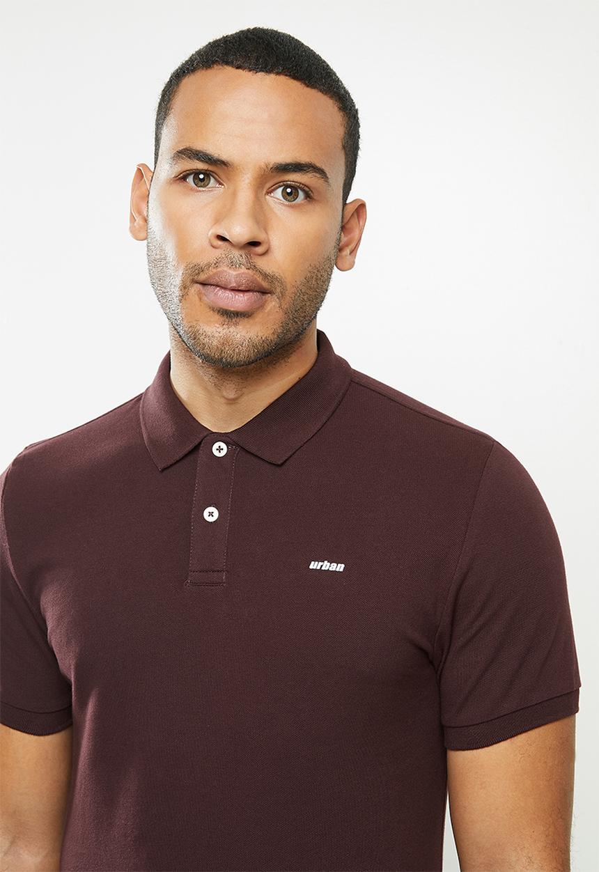 urban° - Mens urban small logo golfer - burgundy