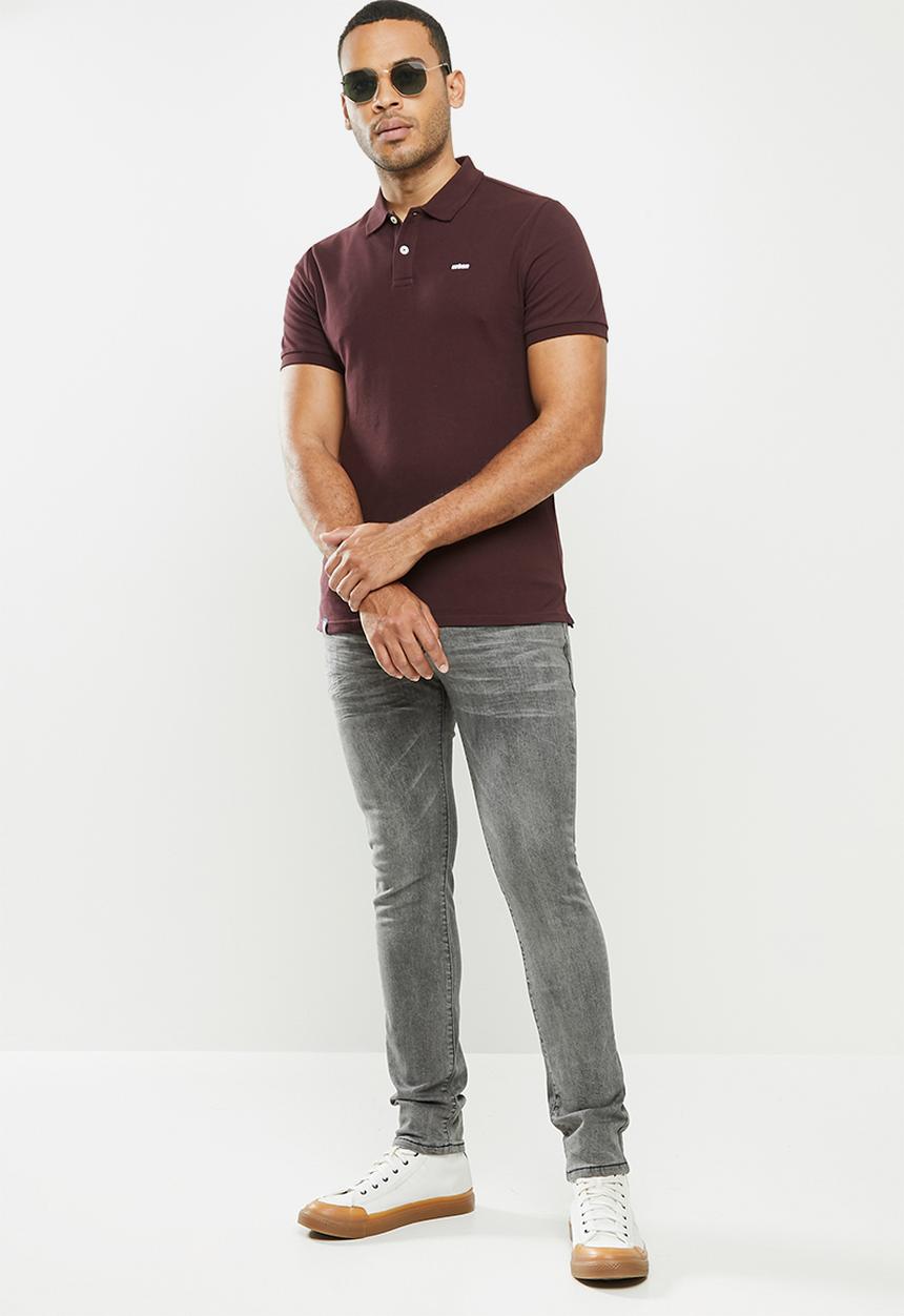 urban° - Mens urban small logo golfer - burgundy