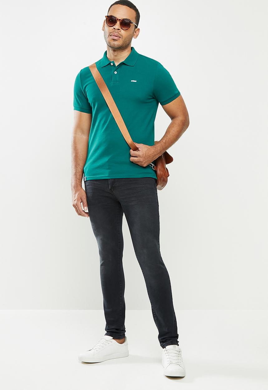 urban° - Mens urban small logo golfer - teal