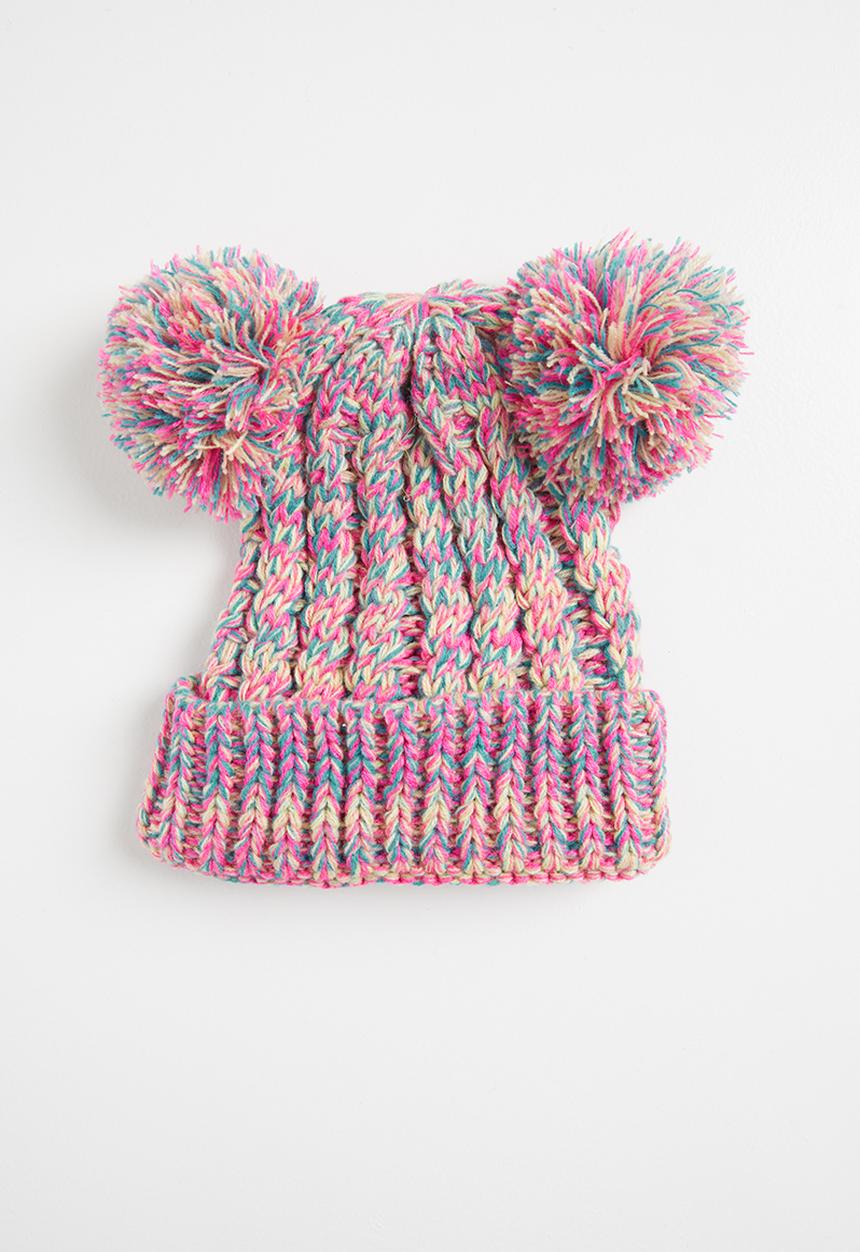 Pop Candy - Girls pom pom detail beanie - multi