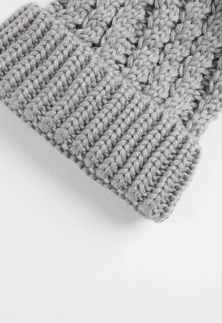 Pop Candy - Girls pom pom detail beanie - grey