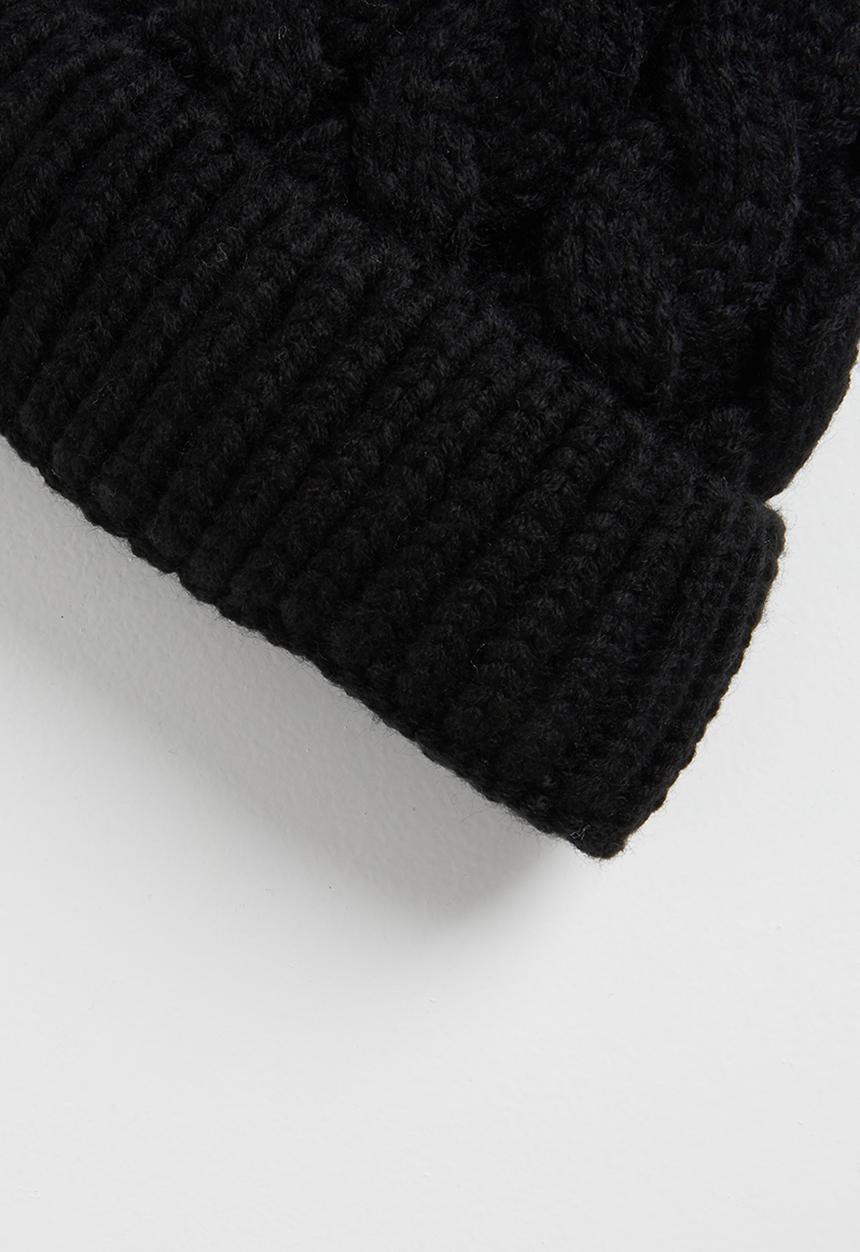 Pop Candy - Girls pom pom beanie - black