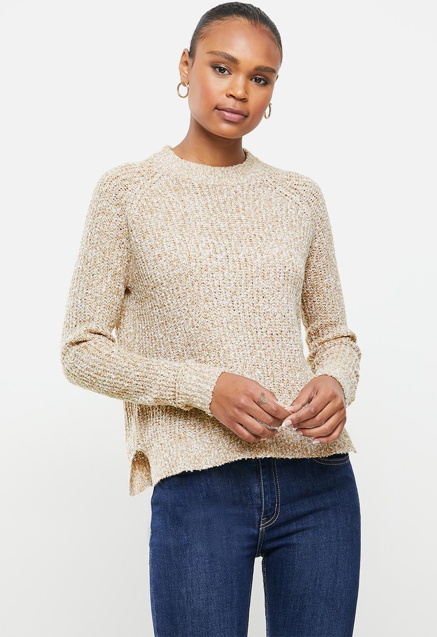 Vero Moda - Tracy long sleeve o-neck raglan knit - beige 