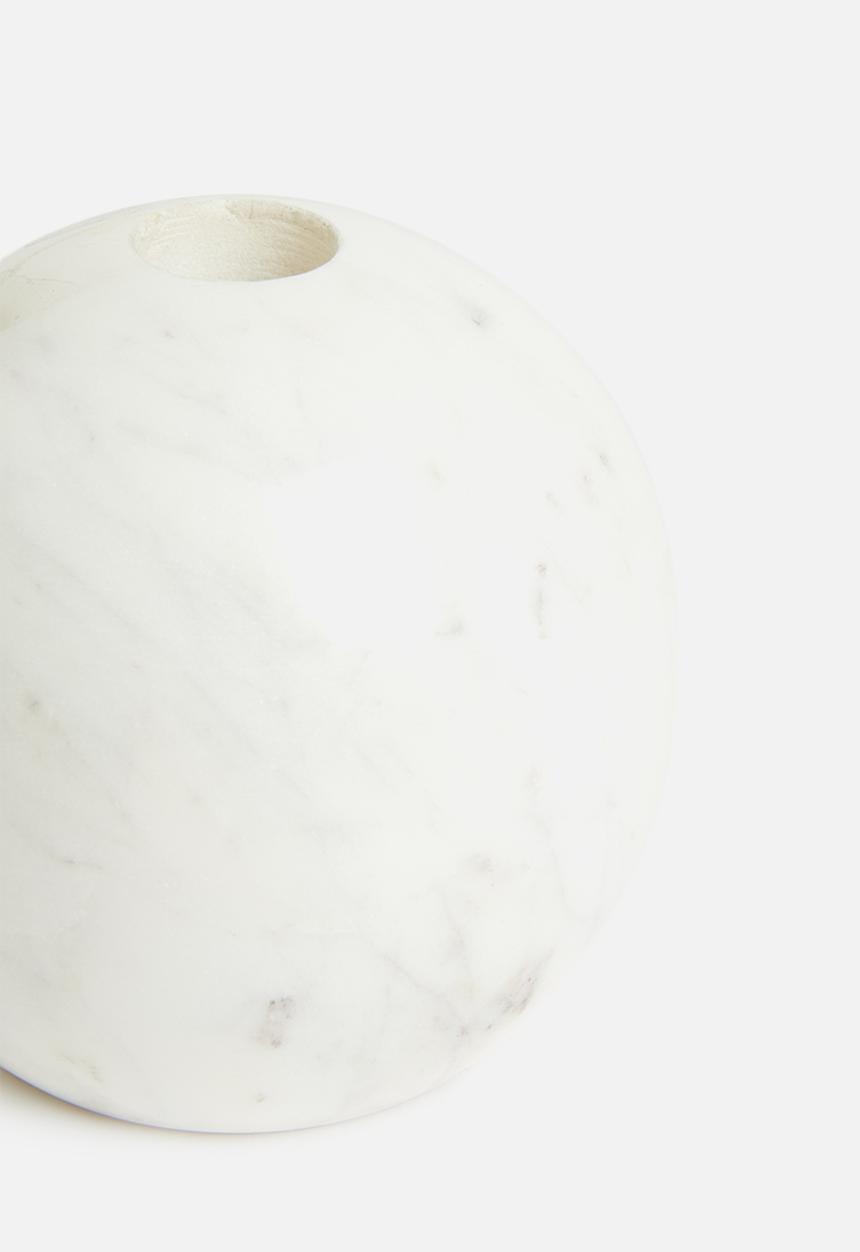 Sixth Floor - Marble round candle holder - white