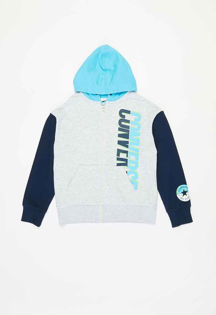 Converse - Converse colourblock full zip hoodie - grey