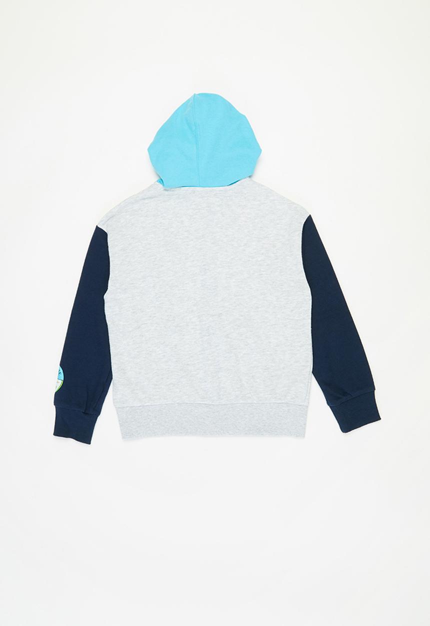 Converse - Converse colourblock full zip hoodie - grey