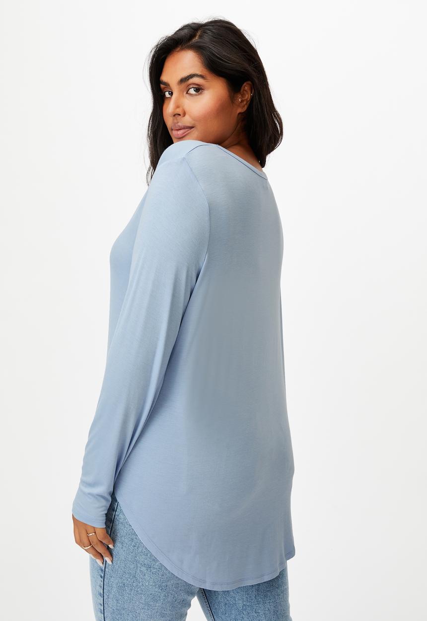 Cotton On - Curve karly long sleeve top - dusk blue