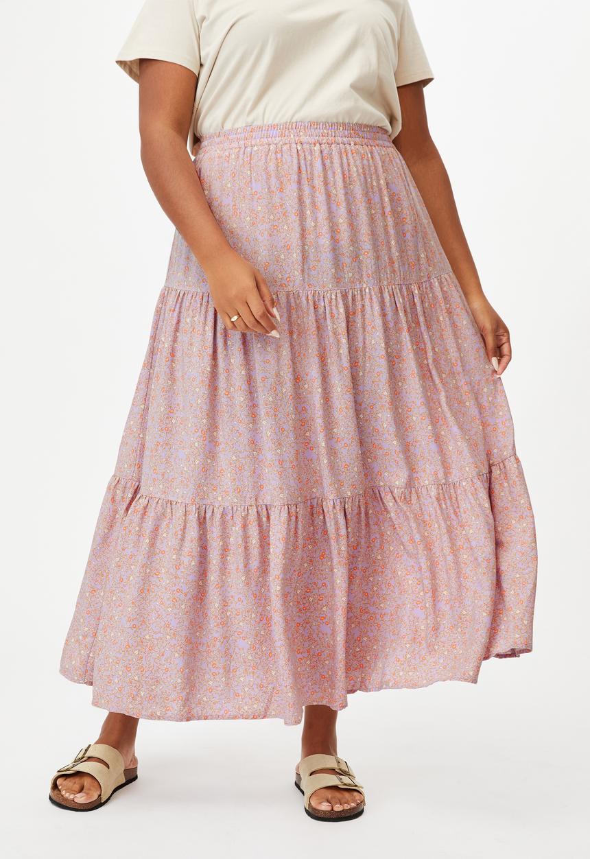 Cotton On - Curve jasmine maxi skirt - ashlee ditsy lilac bloom