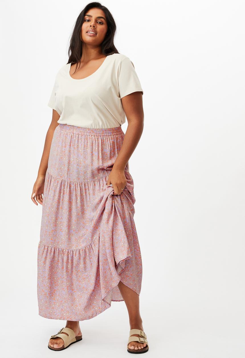 Cotton On - Curve jasmine maxi skirt - ashlee ditsy lilac bloom