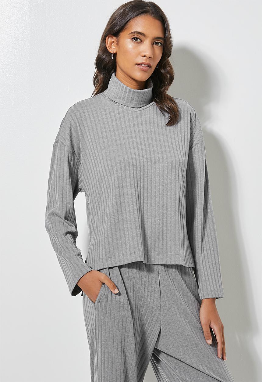 Superbalist - Roll neck soft touch top - grey