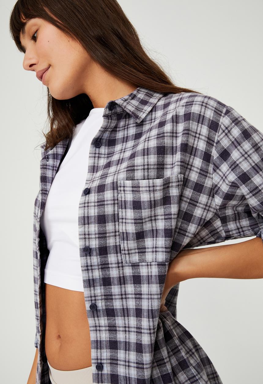 Cotton On - Boyfriend shirt - norway check medieval blue