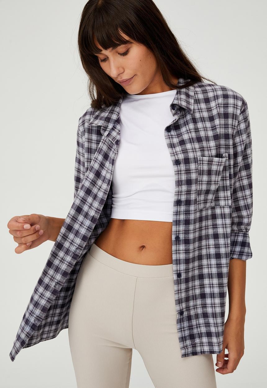 Cotton On - Boyfriend shirt - norway check medieval blue