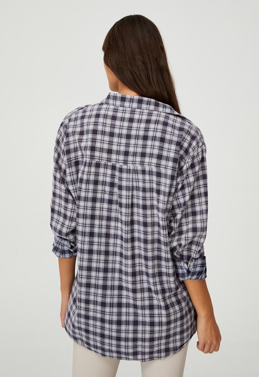 Cotton On - Boyfriend shirt - norway check medieval blue