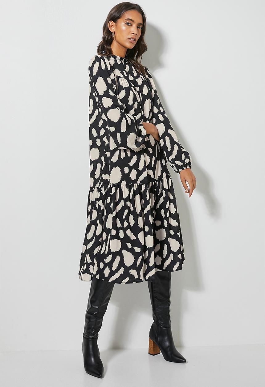 Superbalist - Midi gypsy dress - black & beige 