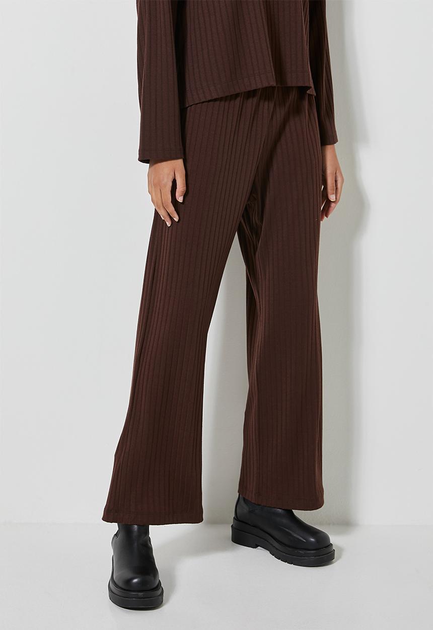 Superbalist - Knit rib wide leg - chocolate brown