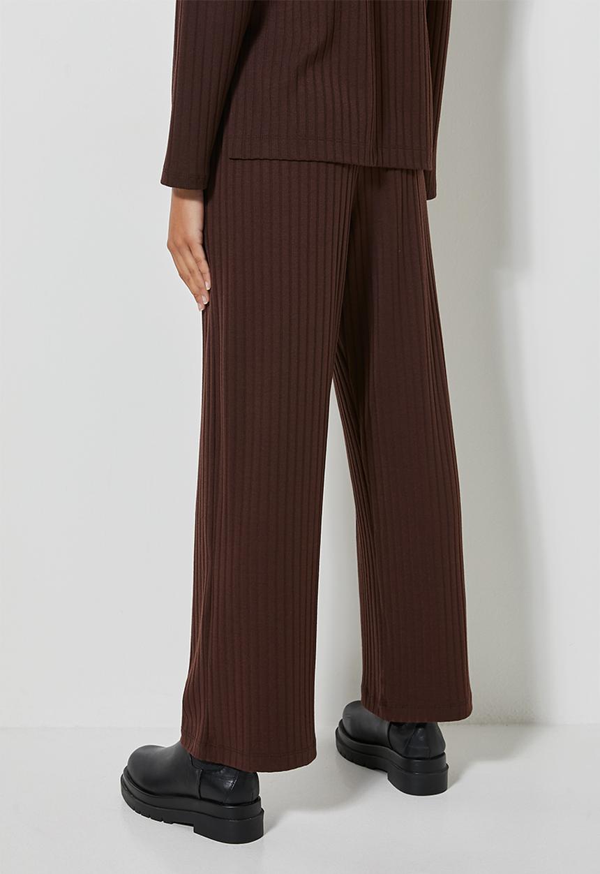 Superbalist - Knit rib wide leg - chocolate brown